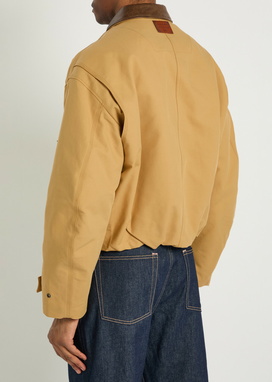 Acne Studios Opada Padded Leather-trim Cotton Jacket Sand