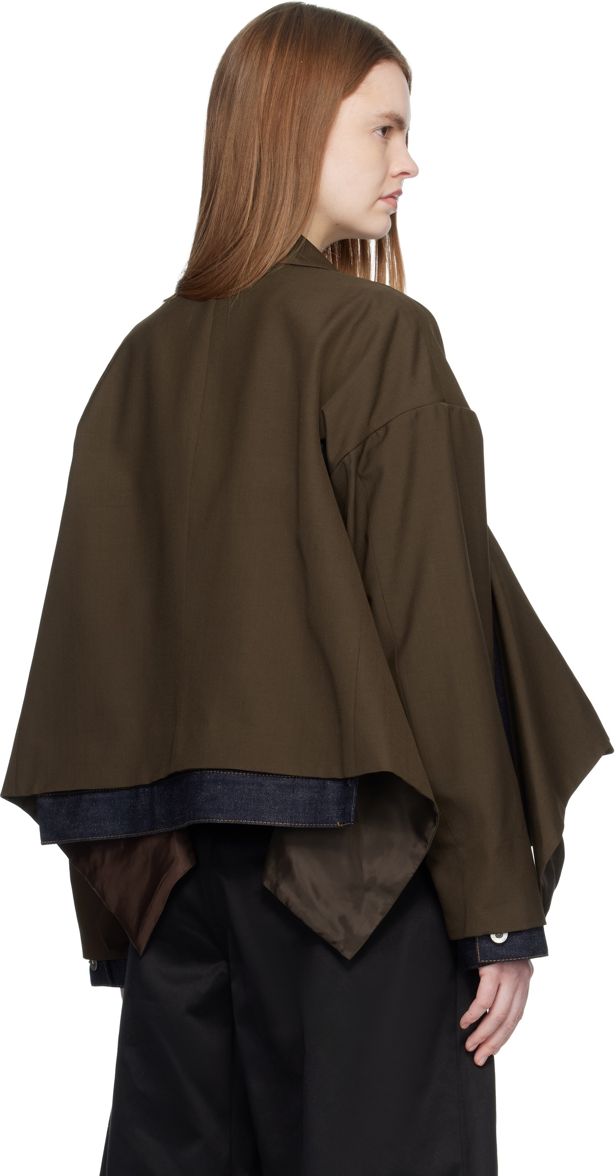 sacai Brown Suiting & Denim Blazer