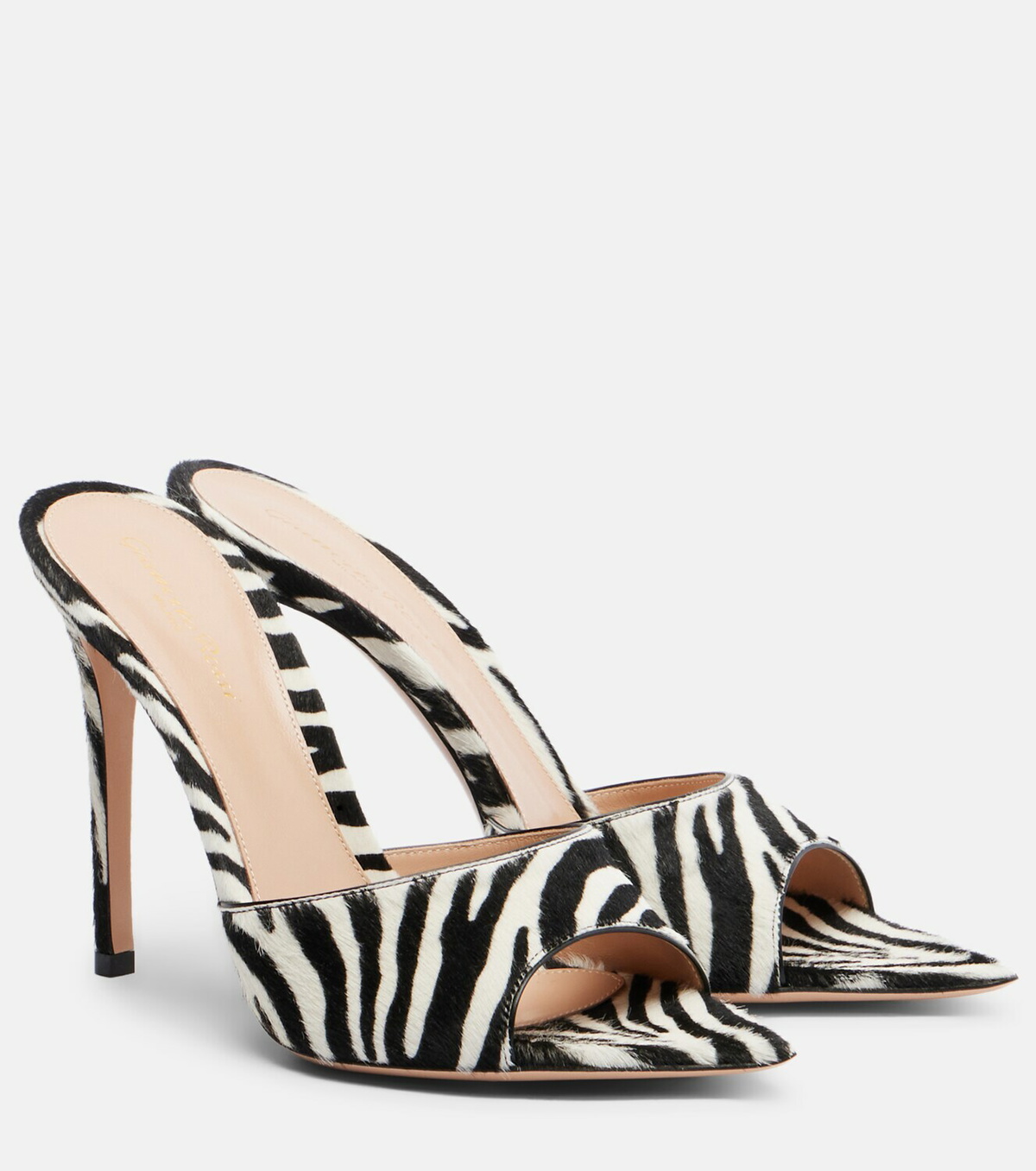 Gianvito Rossi Elle zebra-print calf hair mules
