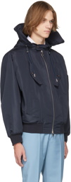 Alexander McQueen Navy Hooded Windbreaker Jacket