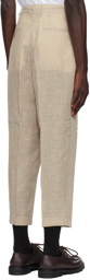 BEAMS PLUS Off-White 2 Pleats Tapered Trousers