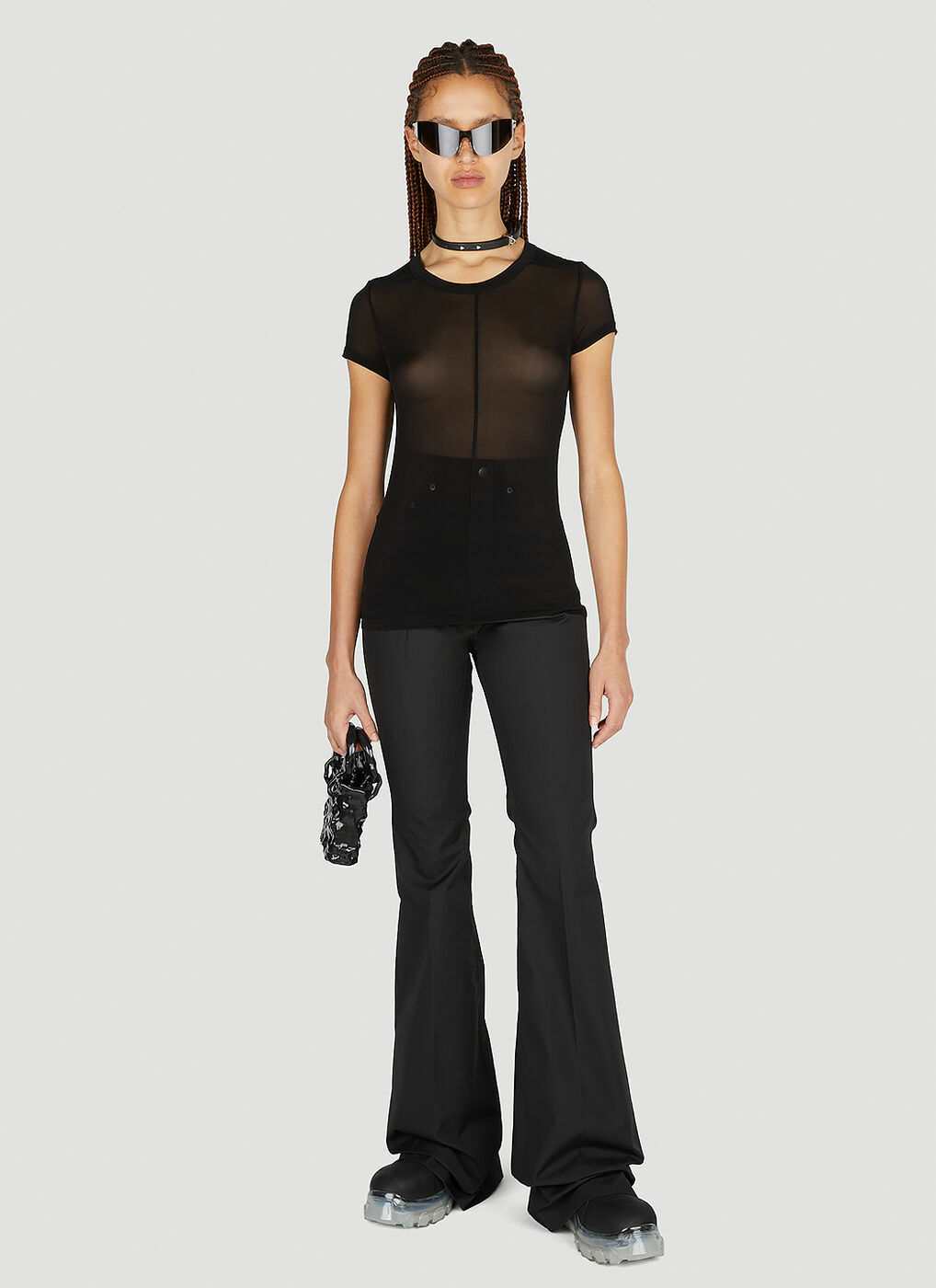 Rick Owens - High Waist Flared Pants in Black Rick Owens