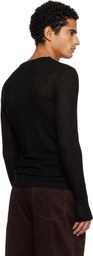 TONYWACK Black Sheer Wool Ribbed Knit T-shirt