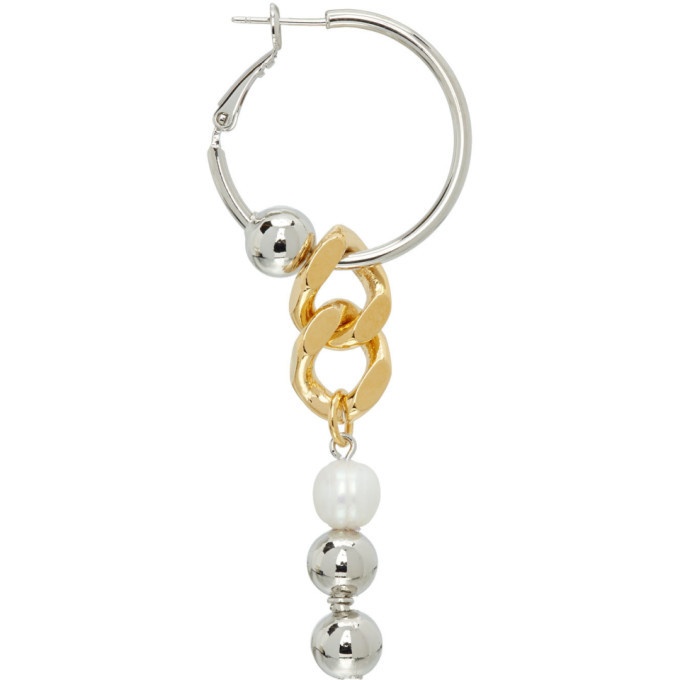 Photo: IN GOLD WE TRUST PARIS Gold and Silver Cuban Link Single Hoop Earring