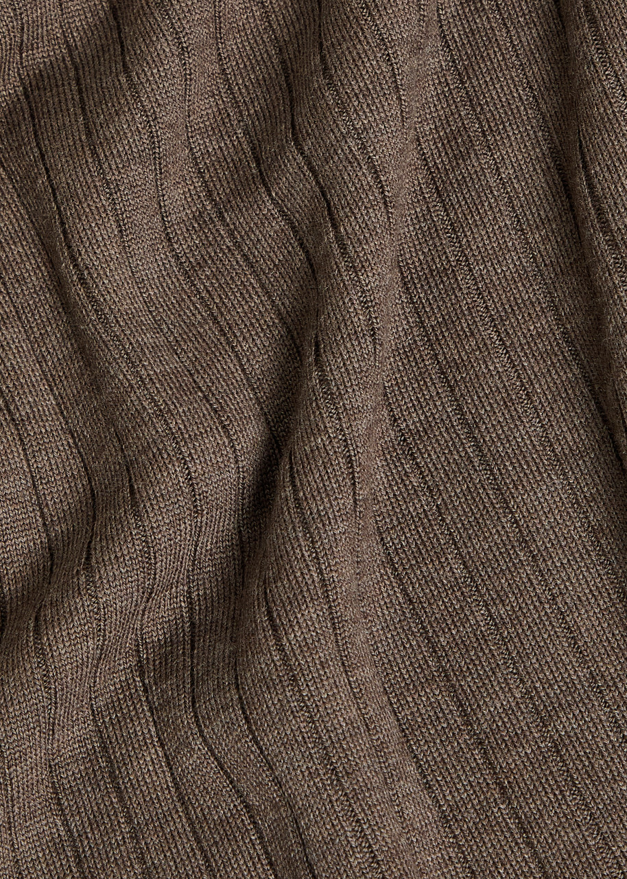 Aurélien Ribbed-knit Wool Polo Shirt Taupe