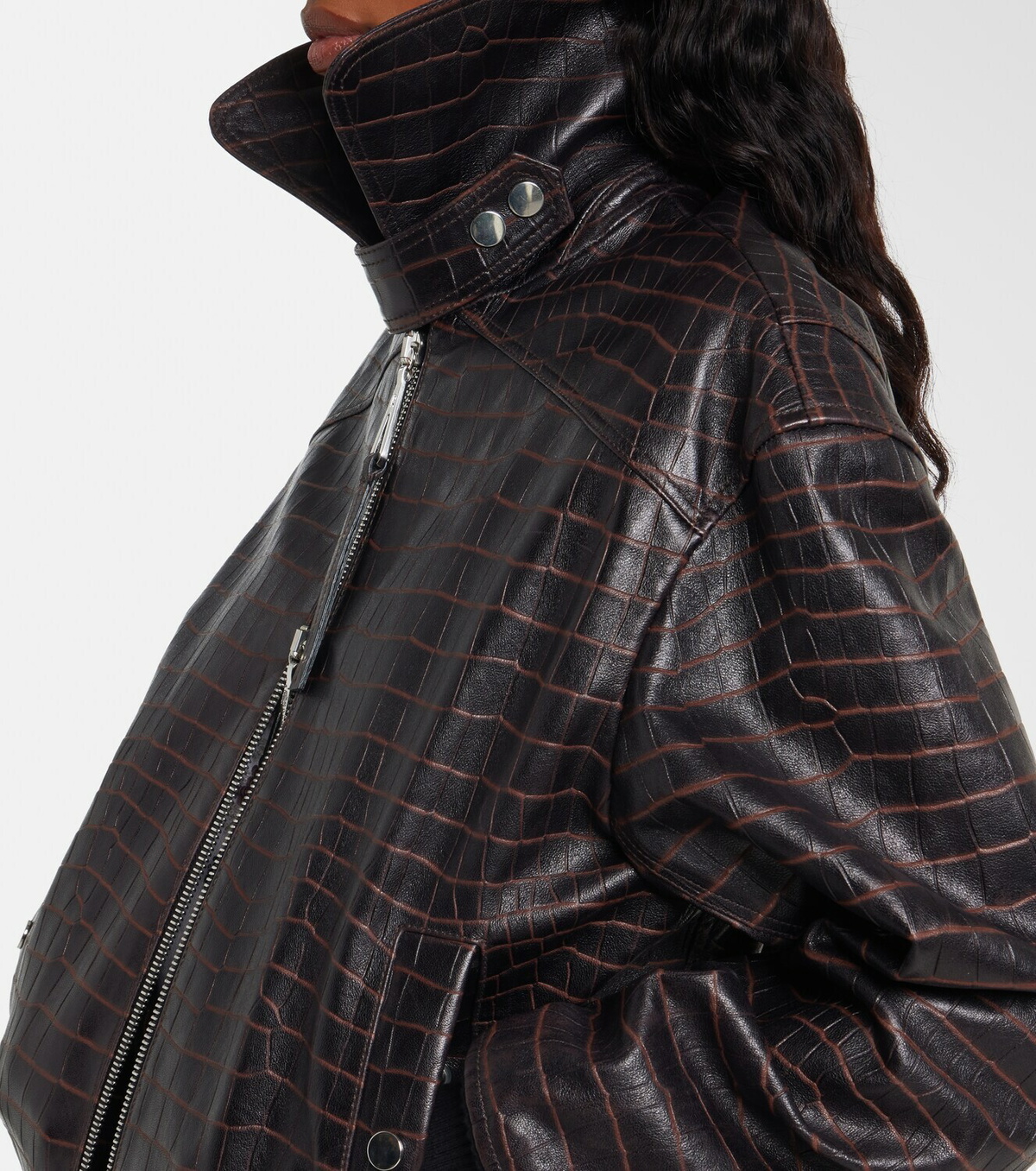 Rabanne Croc-effect leather blouson jacket