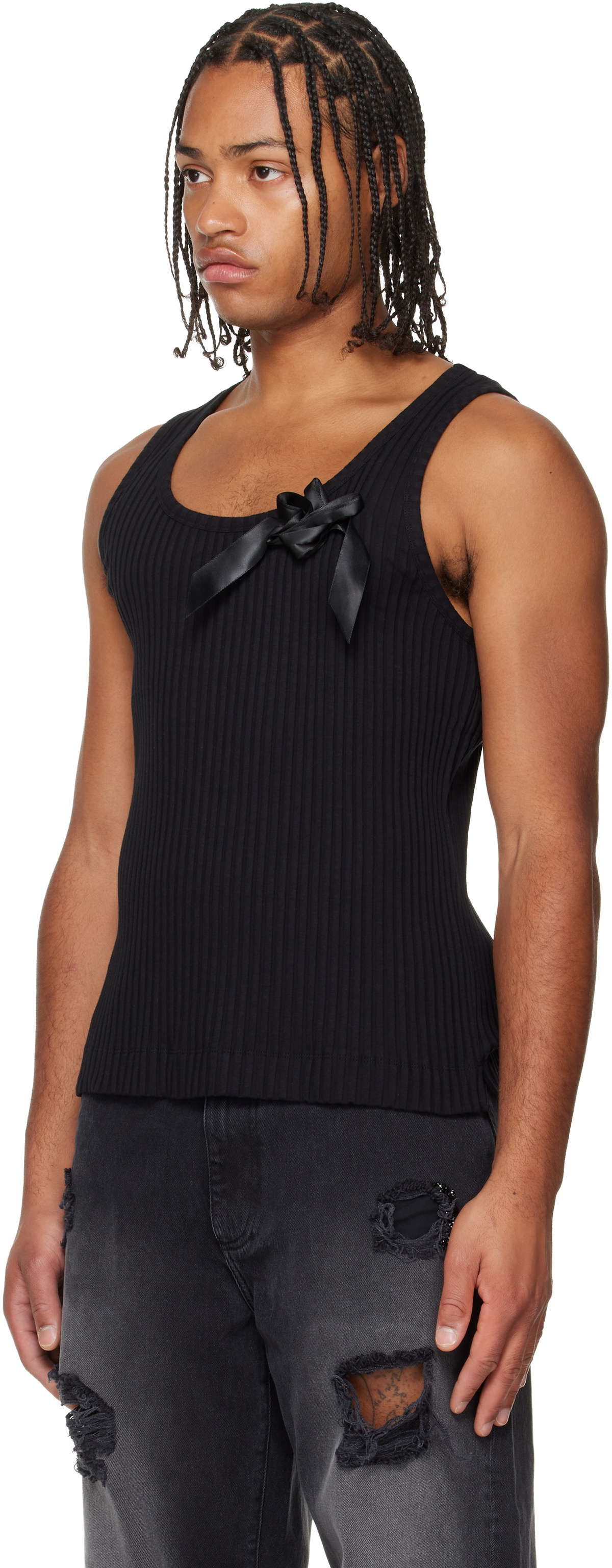 Simone Rocha Black Ribbon Daisy Tank Top
