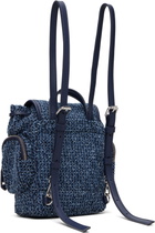 GANNI Blue Bucky Nano Tweed Denim Backpack