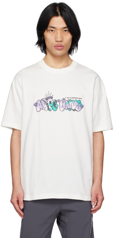 Photo: AAPE by A Bathing Ape White Printed T-Shirt