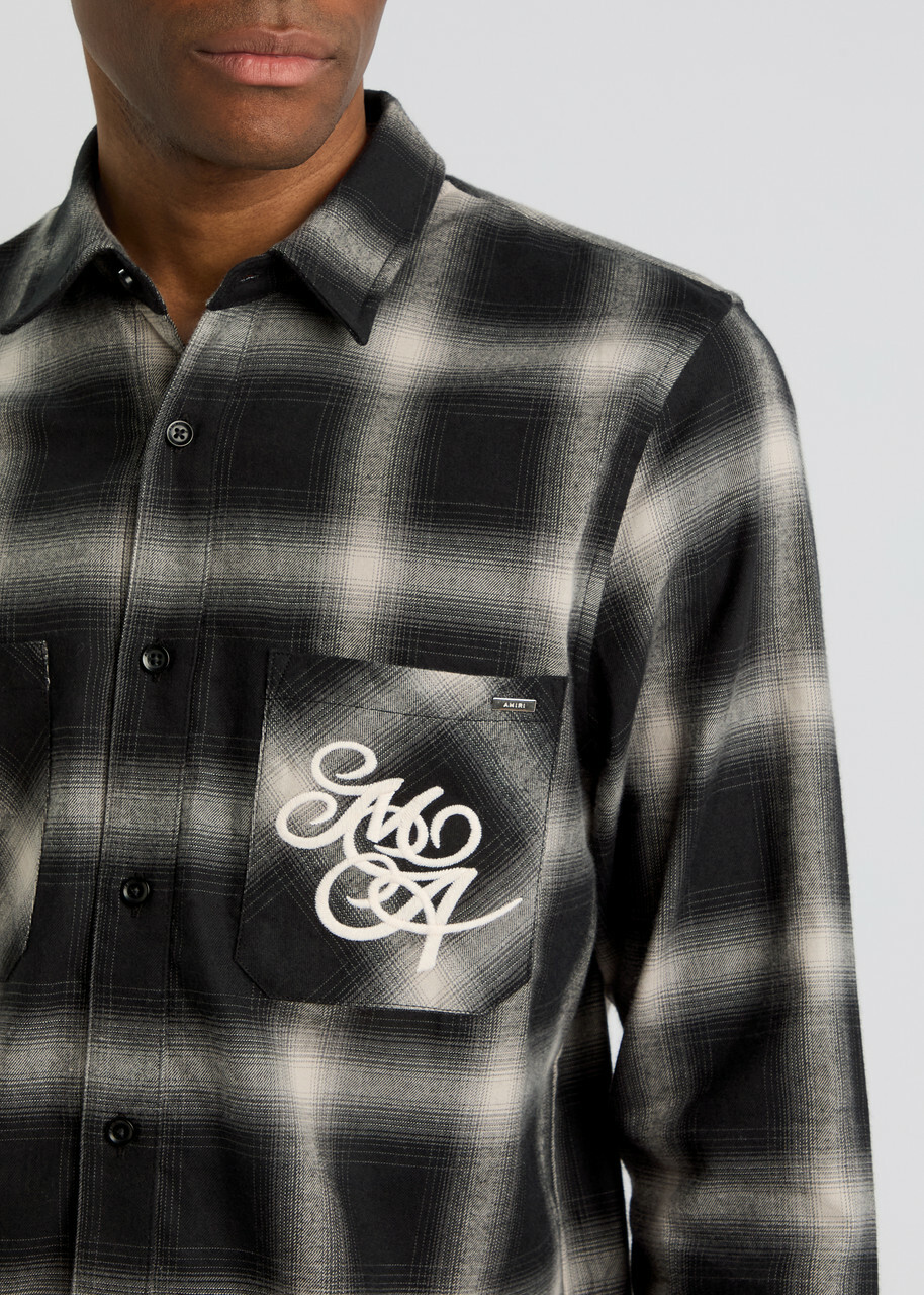 Amiri Logo-embroidered Checked Flannel Shirt Black Amiri