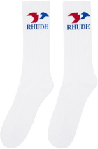 Rhude White & Blue Eagle Socks