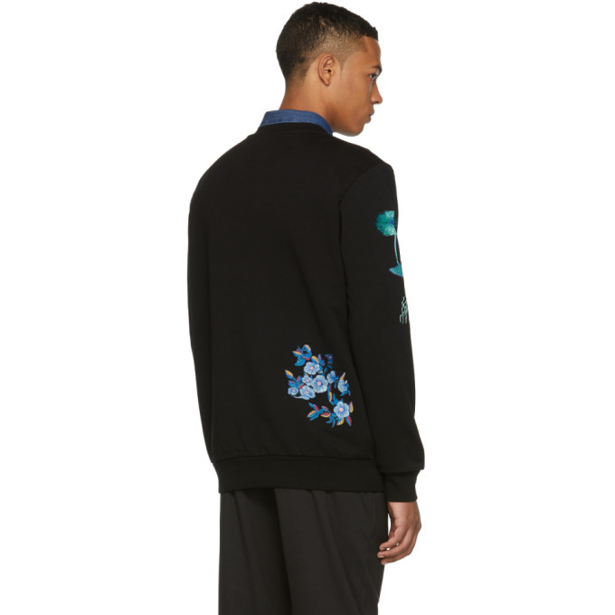 Paul Smith Black All Over Floral Embroidery Sweatshirt Paul Smith