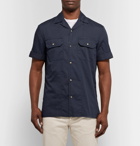 Brunello Cucinelli - Slim-Fit Camp-Collar Cotton Western Shirt - Men - Navy
