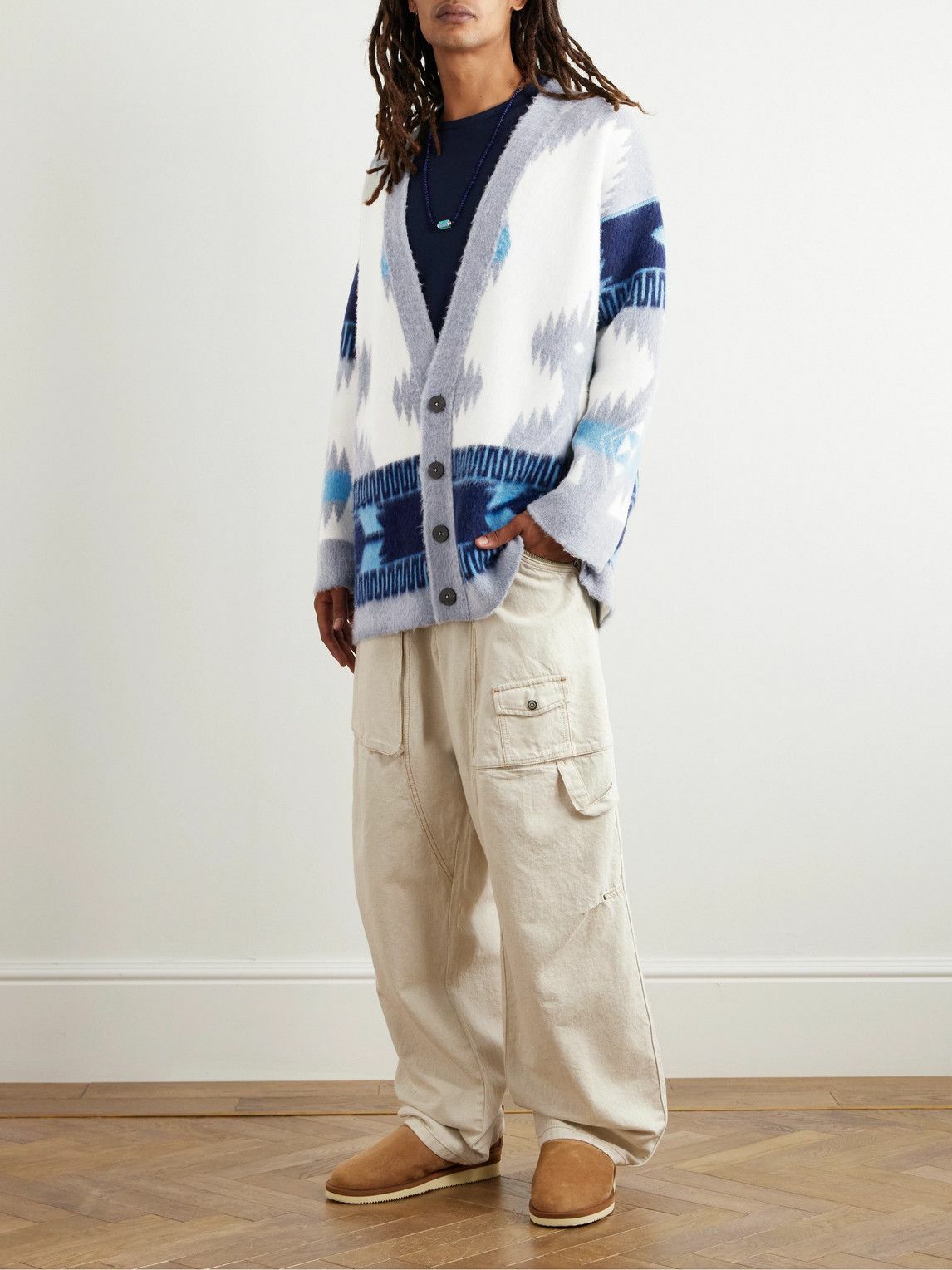 Alanui - Icon Brushed Wool-Jacquard Cardigan - White
