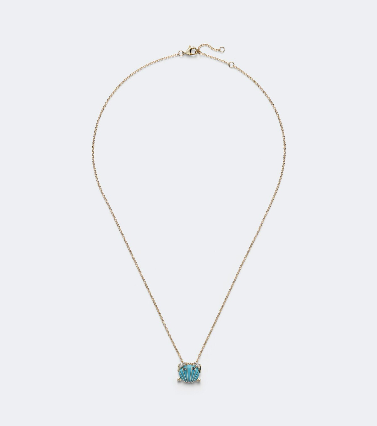 Yvonne Léon Crabe Coquillage 9kt gold pendant necklace with turquoise and diamonds