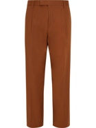 HUGO BOSS - Pris Pleated Stretch-Cotton Suit Trousers - Brown