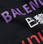 BALENCIAGA - Printed Fleece-Back Cotton-Blend Jersey Hoodie - Black