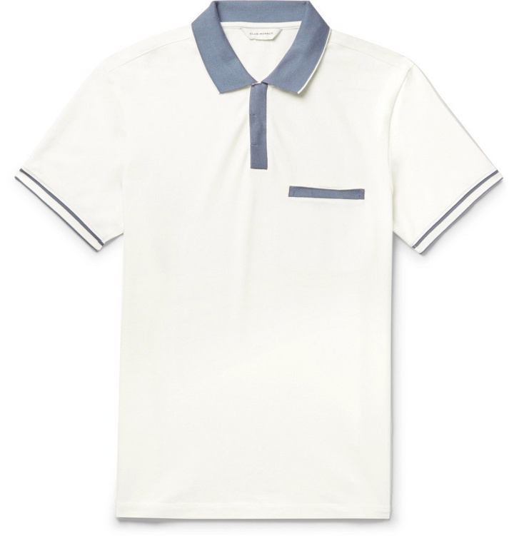 Photo: Club Monaco - Contrast-Trimmed Stretch-Cotton Piqué Polo Shirt - White