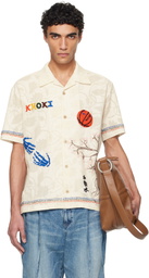 Khoki Off-White Hand Embroidered-Design Shirt