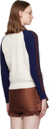 SHUSHU/TONG Off-White & Navy Color-Block Raglan Sleeve Knit Cardigan
