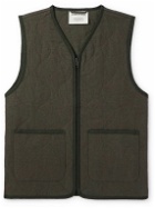 A Kind Of Guise - Bogdan Quilted Padded Stone-Washed Linen Gilet - Green