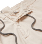 Brunello Cucinelli - Tapered Pleated Cotton-Blend Twill Drawstring Trousers - Unknown