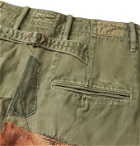 KAPITAL - Appliquéd Embroidered Distressed Cotton-Twill Trousers - Green