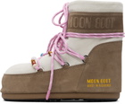 Guest in Residence Off White & Taupe Moon Boot Edition Icon Low Beaded Suede Boots