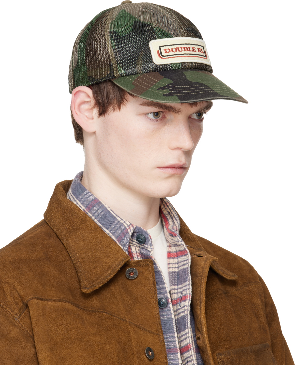 RRL Khaki Logo-Patch Camo Mesh Trucker Cap