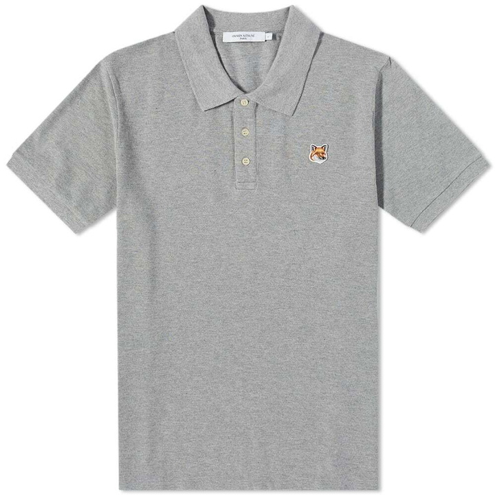 Photo: Maison Kitsuné Men's Fox Head Patch Classic Polo Shirt in Grey Melange