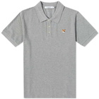 Maison Kitsuné Men's Fox Head Patch Classic Polo Shirt in Grey Melange