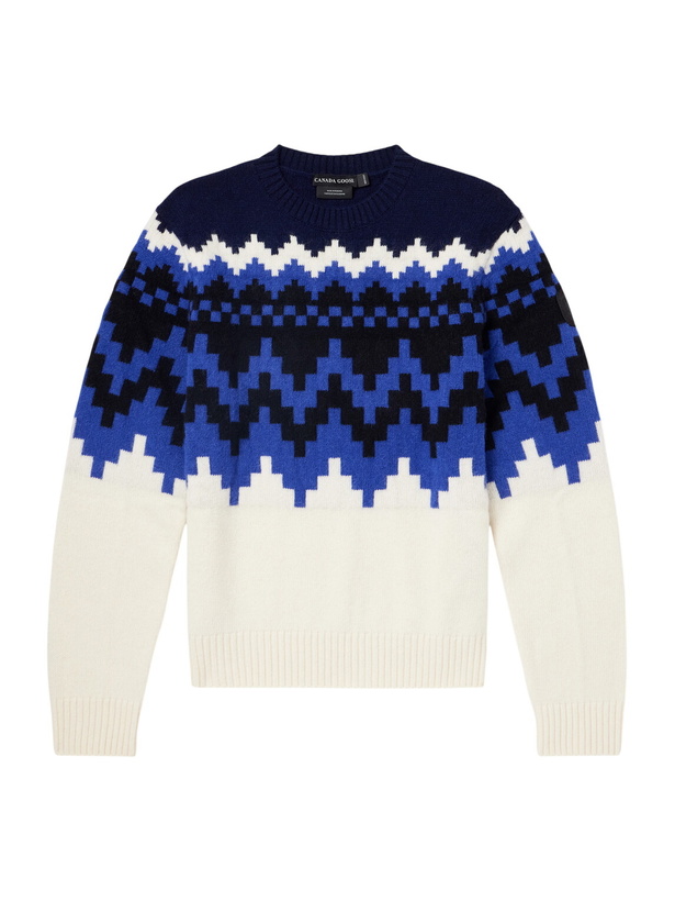Photo: Canada Goose - Eri Intarsia-Knit Wool and Alpaca-Blend Sweater - Blue