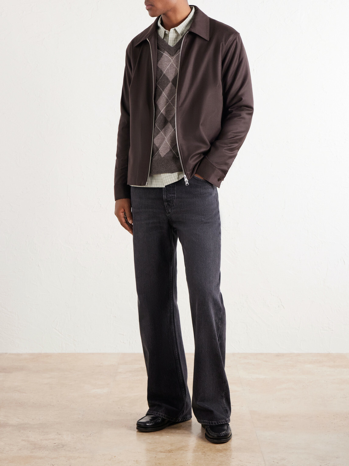 NN07 - Alban 10052 Brushed Wool-Blend Flannel Blouson - Brown
