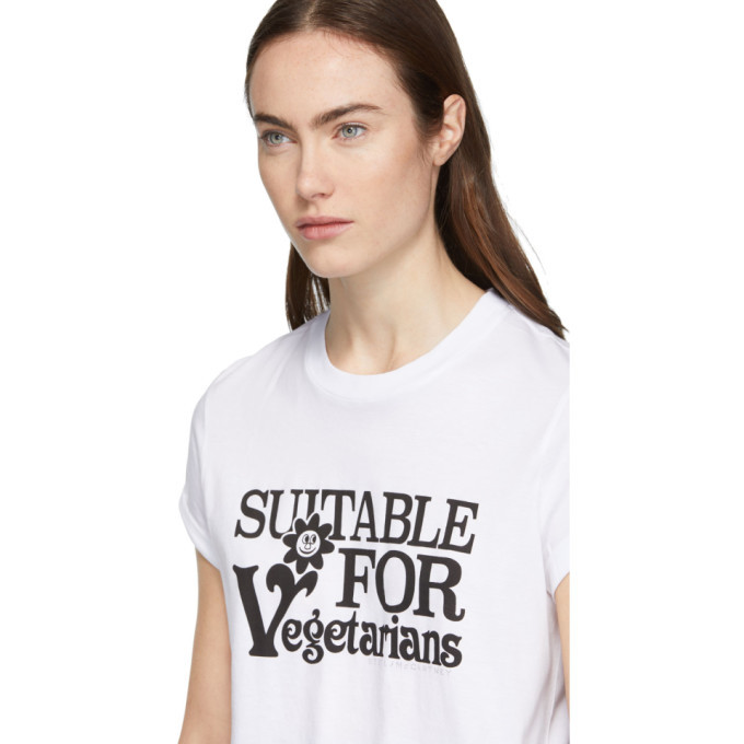 【送料無料ライン/39ショップ】 McCartney Stella White T-Shirt Vegetarians For Suitable Tシャツ(半袖/袖なし)