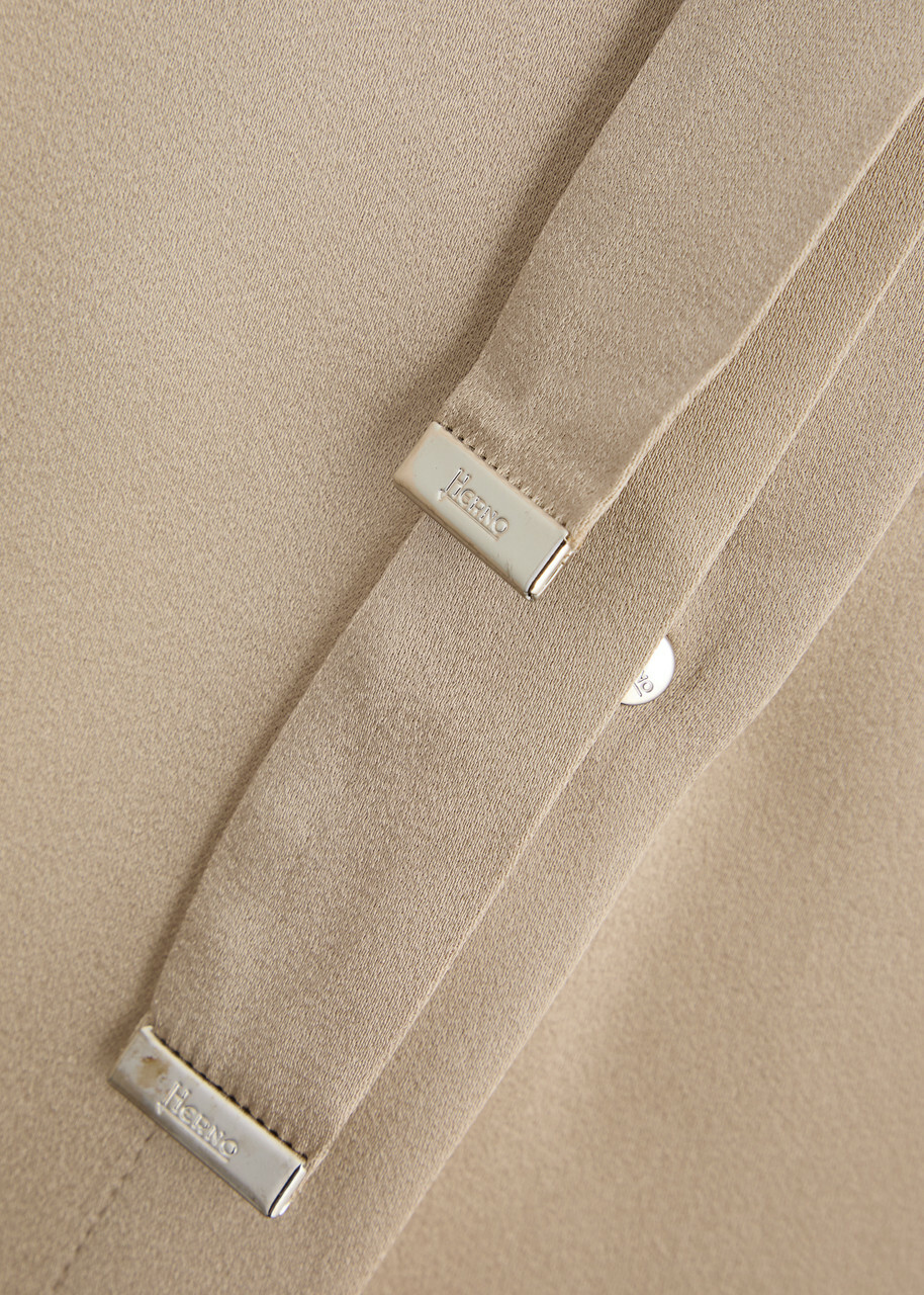 Herno Belted Satin Midi Shirt Dress Cream Herno