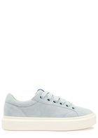 Cleens Ace Panelled Leather and Suede Sneakers Blue