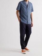 NN07 - Miyagi Camp-Collar Garment-Dyed Lyocell and Linen-Blend Shirt - Blue