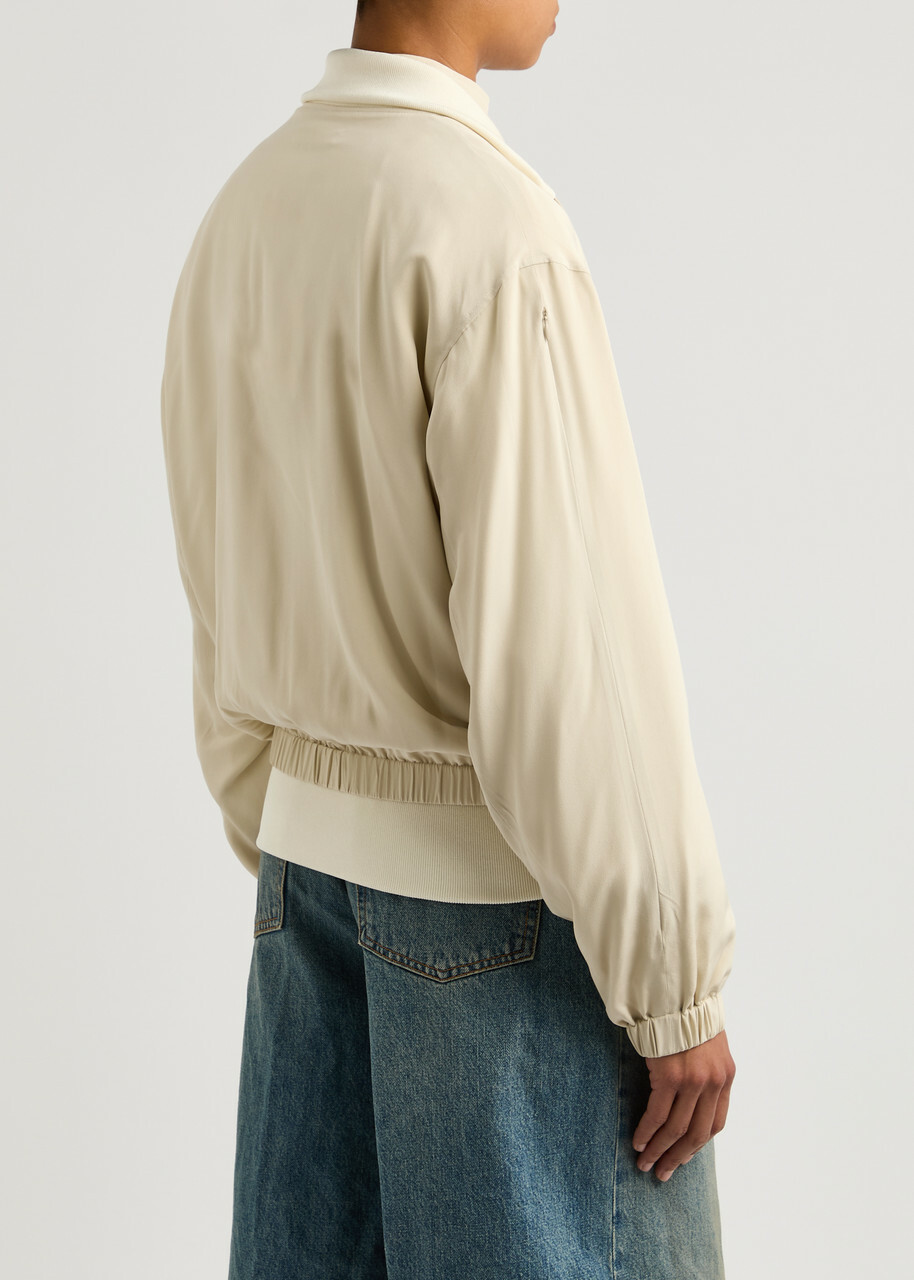 Helmut Lang Layered Silk and Satin Bomber Jackets Cream