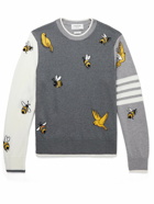 Thom Browne - Intarsia Wool and Cotton-Blend Sweater - Gray