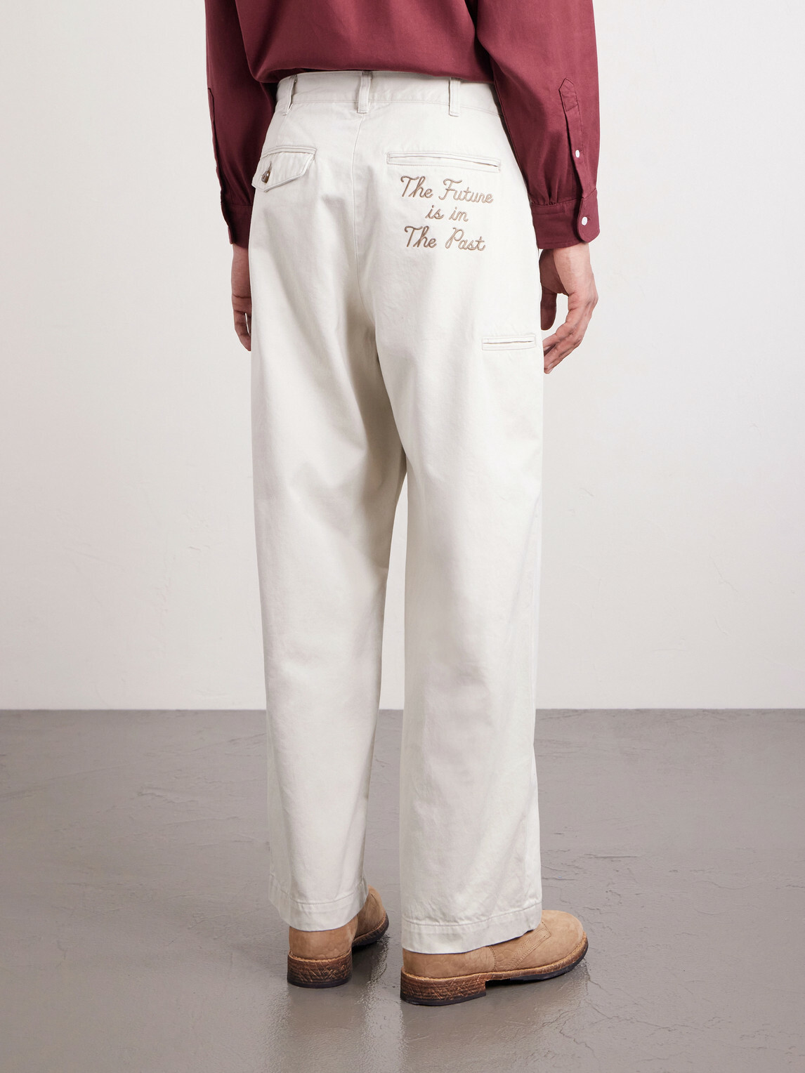 Human Made - Wide-Leg Logo-Embroidered Pleated Cotton-Twill Chinos - White