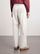 Human Made - Wide-Leg Logo-Embroidered Pleated Cotton-Twill Chinos - White