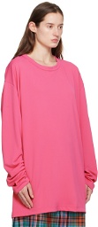 Comme des Garçons Homme Plus Pink Asymmetric Long Sleeve T-Shirt