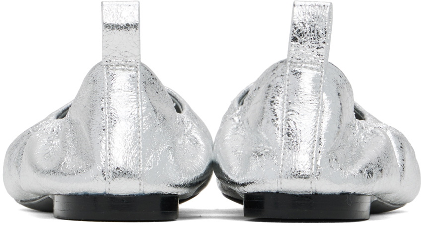 SIMONMILLER Silver Crinkle Metallic Riad Ballerina Flats