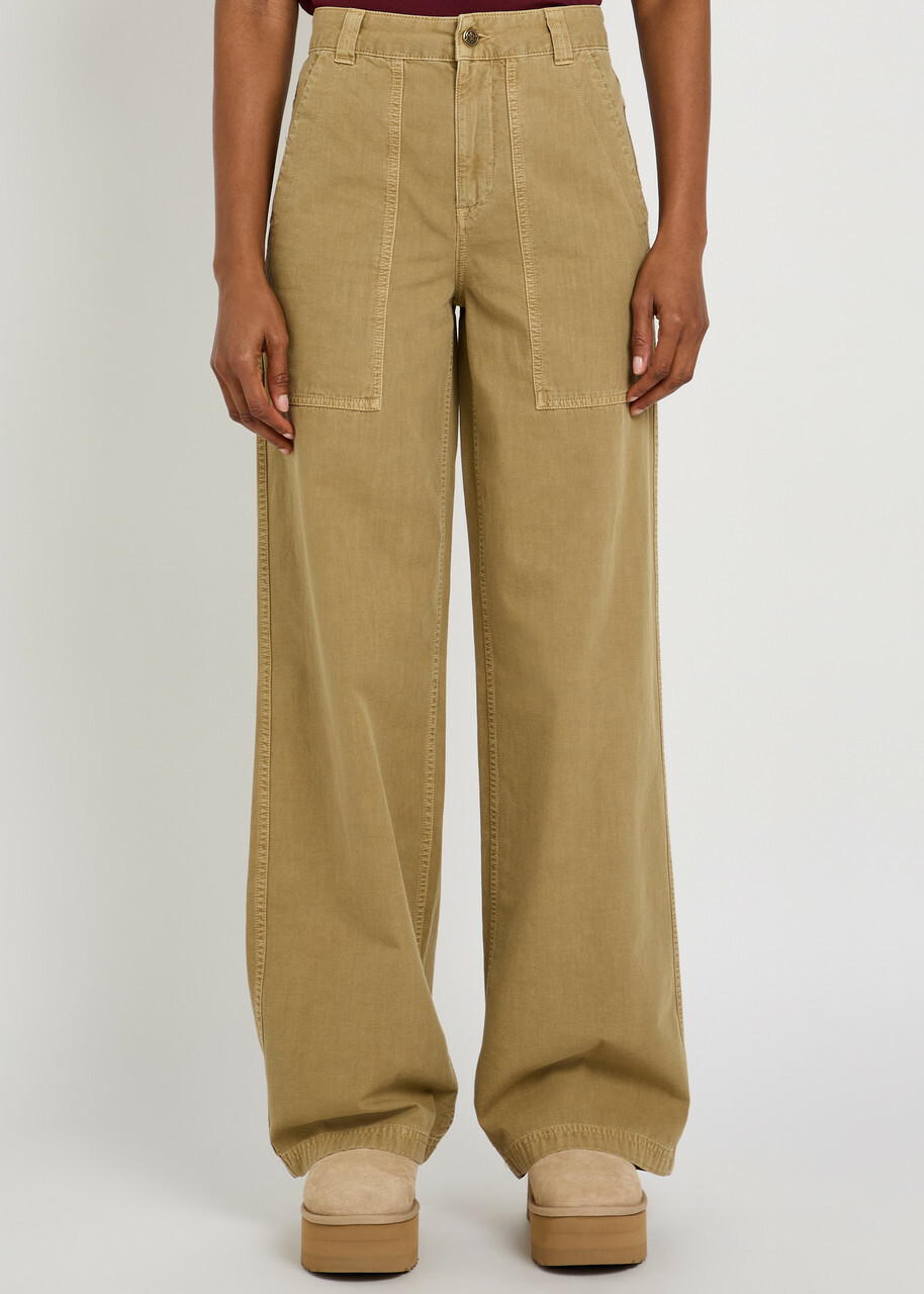 Moncler Straight-leg Cotton-twill Trousers Beige