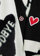 Alice + Olivia X The Beatles Bradford Appliquéd Wool-blend Cardigan Black