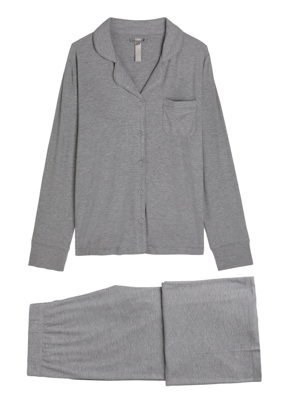 Photo: Skims Ribbed Stretch-modal Sleep set Grey