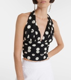 Dolce&Gabbana Polka-dot halterneck silk-blend top