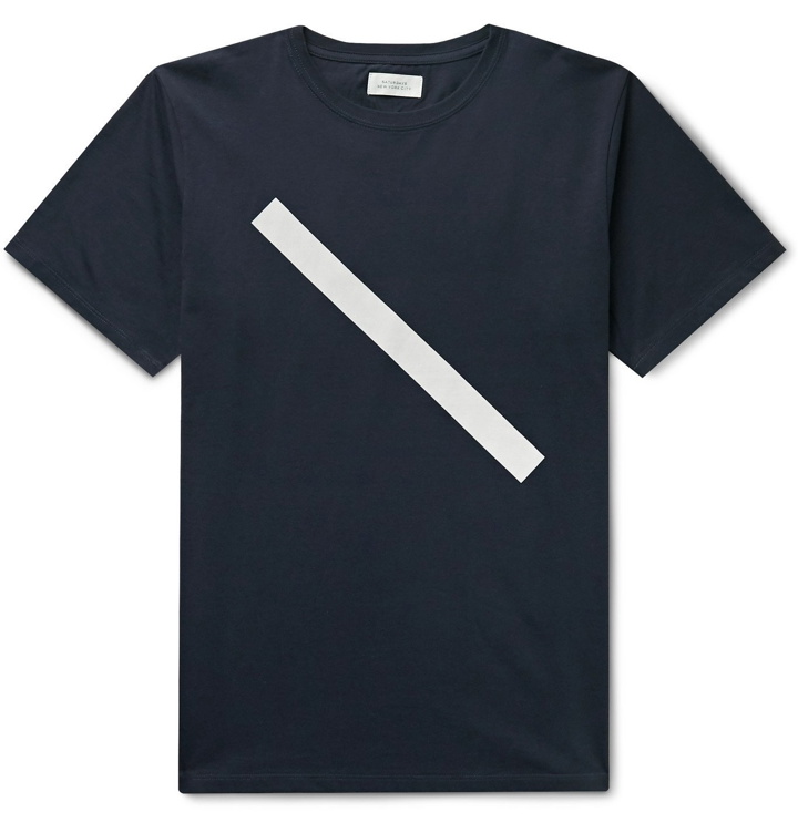 Photo: Saturdays NYC - Slash Printed Cotton-Jersey T-Shirt - Blue