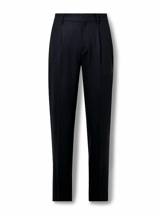 Photo: Barena - Gazara Tapered Pleated Cotton-Blend Suit Trousers - Blue