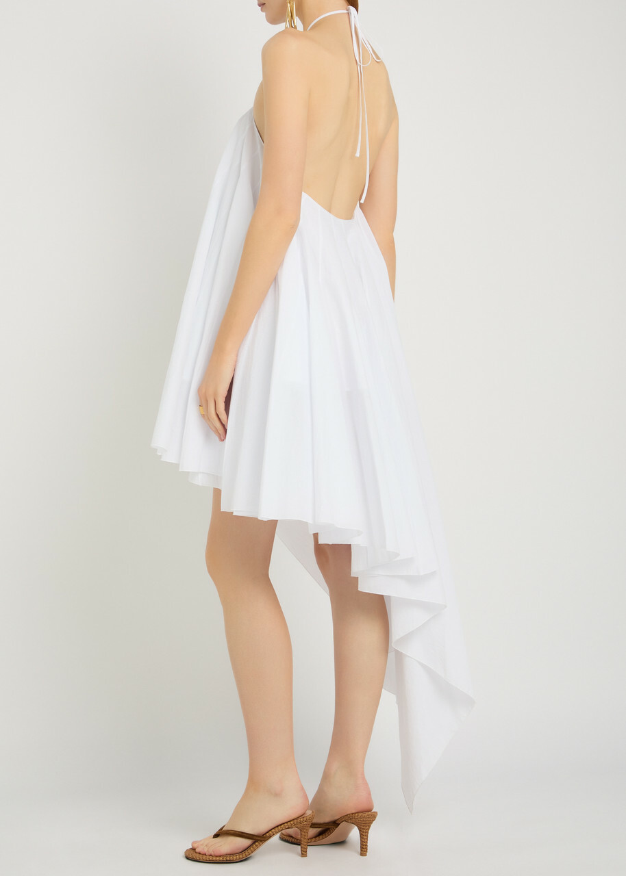 Jacquemus La Triangle Courte Asymmetric Cotton-blend Mini Dress White